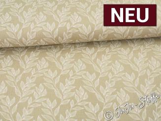 Musselin Blätterranken beige Oeko-Tex® 