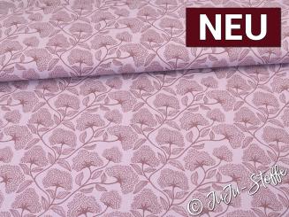 Baumwolle Popeline Blüten und Blätter lila Oeko-Tex® 