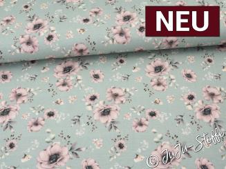 Jersey Blüten Fräulein von Julie dusty grün Oeko-Tex® 