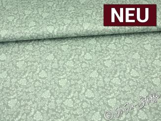 Baumwollsatin Blüten und Blätter salbei Oeko-Tex® 