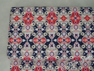 Baumwolle Ornamente groß dunkelblau Öko-Tex 