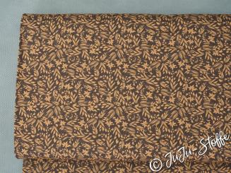 Baumwolle Popeline Blätter taupe Öko-Tex 