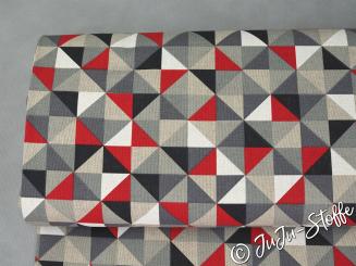 Canvas Dreiecke klein rot Leinenoptik Öko-Tex 