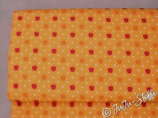 Baumwolle Popeline Äpfel gelb Öko-Tex 