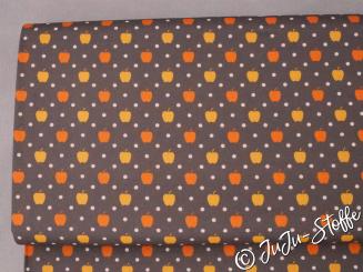 Baumwolle Popeline Äpfel taupe Öko-Tex 