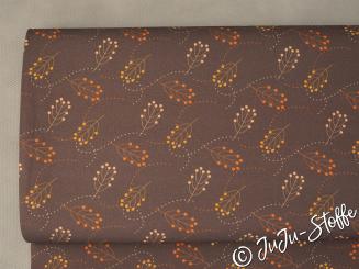 Baumwolle Popeline Zweige taupe Öko-Tex 