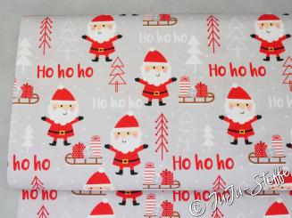 Baumwolle HO HO HO hellgrau Öko-Tex 