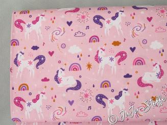 Baumwolle Einhörner rosa Öko-Tex 