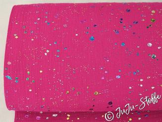 Musselin irisierende Kleckse magenta Öko-Tex 