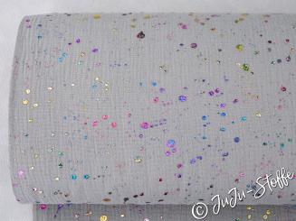 Musselin irisierende Kleckse grau Öko-Tex 