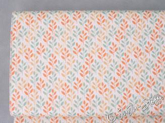 Baumwolle Popeline Blätter apricot 