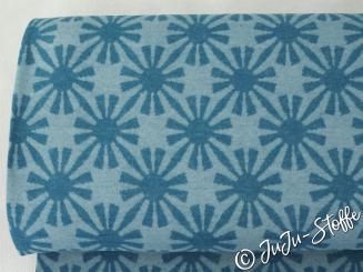 Strickstoff Jacquard Sonnen von C. Zielinski petrol Öko-Tex 