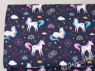 Baumwolle Einhörner blau Öko-Tex 