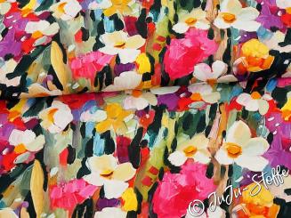 Viskose Jersey Aquarellblumen Öko-Tex 