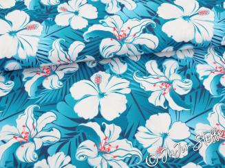 Jersey Pique Hibiskusblüten Öko-Tex 