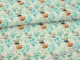 Viskose Leinen Blätter türkis Oeko-Tex® 