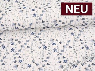 Ripp-Jersey Blütenranken blau Oeko-Tex® 