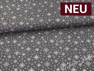 Baumwolle Metallic Eiskristalle grau Oeko-Tex® 