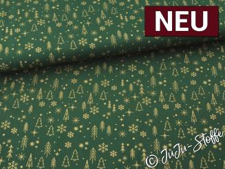 Baumwolle Winterwald grün Oeko-Tex® 