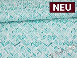 Jersey Blätter türkis Oeko-Tex® 
