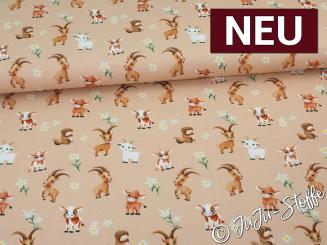 Jersey Alpenliebe by Mrs. Mint Design Weidetiere apricot Oeko-Tex® 