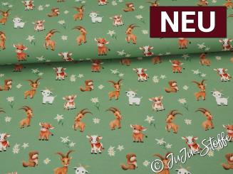 Jersey Alpenliebe by Mrs. Mint Design Weidetiere grün Oeko-Tex® 