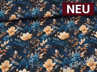 Oxfordgewebe Outdoor Flowing Bloom by Sarah Mariam Blumen schwarz Oeko-Tex® 