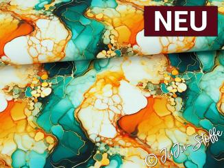 French Terry Flowing Bloom by Sarah Mariam Marmor grün Oeko-Tex® 