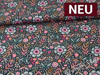Baumwolle Calais by Claire's Creative Forest Blumen petrol Oeko-Tex® 