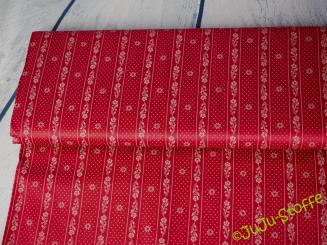 Baumwollsatin Streifen und Punkte dunkelrot Öko-Tex 