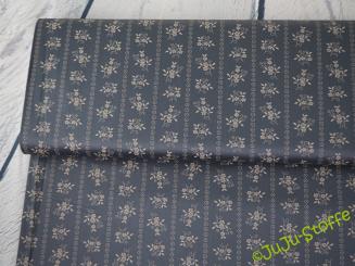 Baumwollsatin Blumen und Streifen dunkelgrau Öko-Tex 