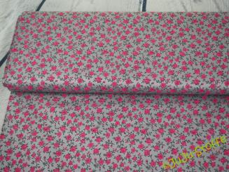 Baumwollsatin Rosen grau-pink Öko-Tex 