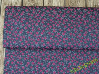 Baumwollsatin Rosen anthrazit Öko-Tex 