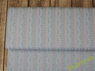 Baumwollsatin Ranken und Streifen hellblau Öko-Tex 