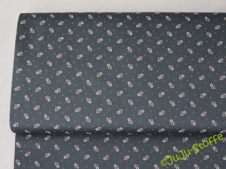 Baumwollsatin Blümchen anthrazit Öko-Tex 