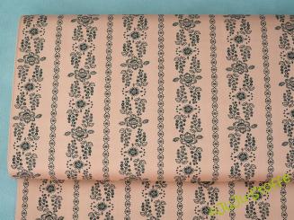 Baumwollsatin Blumen und Streifen lachs Öko-Tex 