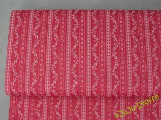 Baumwollsatin Blumen und Streifen koralle Öko-Tex 