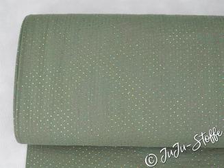 Musselin Dots irisierend khaki Öko-Tex 