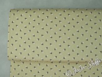 Baumwollsatin Blümchen beige Öko-Tex 