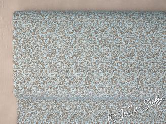 Baumwollsatin Blumen und Blätter himmelblau Öko-Tex 