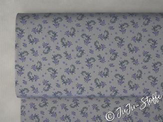 Baumwollsatin Streublumen grau Öko-Tex 