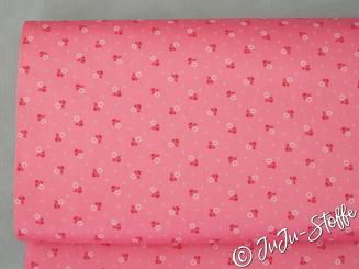 Baumwollsatin Blümchen koralle Öko-Tex 