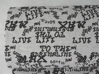 Alpenfleece Sprüche grau meliert 