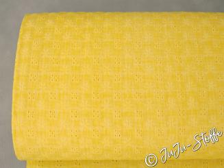 Musselin mit Lochstickerei Batik gelb 