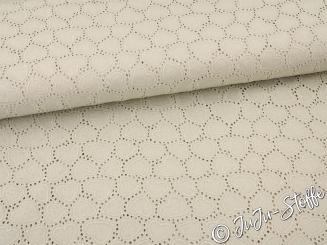 Baumwolle mit Lochstickerei Herz sand 