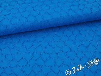 Baumwolle mit Lochstickerei Herz royalblau 