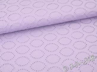 Baumwolle mit Lochstickerei Blätter lila 