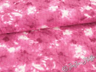 Musselin mit Lochstickerei Batik magenta 