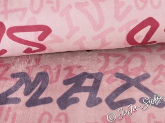 Kuschelfleece Words rosa 