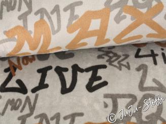 Kuschelfleece Words braun 